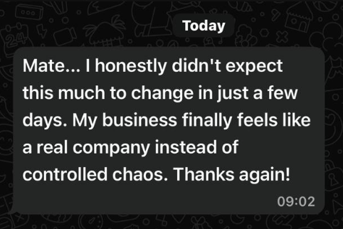 Client message about working with Størmson